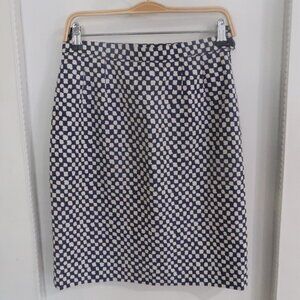 Vintage Givenchy Navy White Polka Dot Pencil Skirt M Retro Designer France EUC